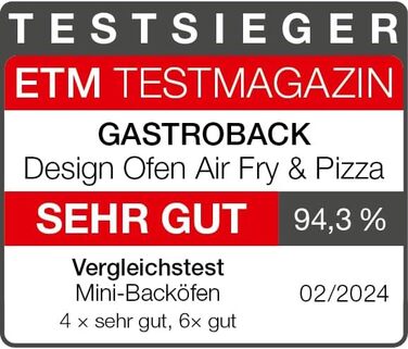 Багатофункціональна піч GASTROBACK #42815: піч для піци, фритюрниця, міні-печі, гриль, сушарка, 22 л, 1680 Вт