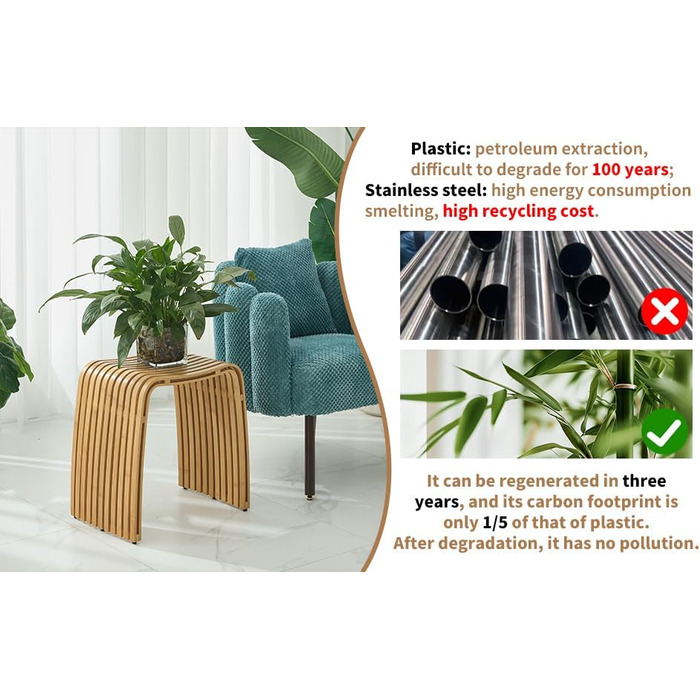 Пуф Bambushocker: багатофункціональний, без монтажу, для ванної, вітальні, спальні, робочого кабінету, їдальні