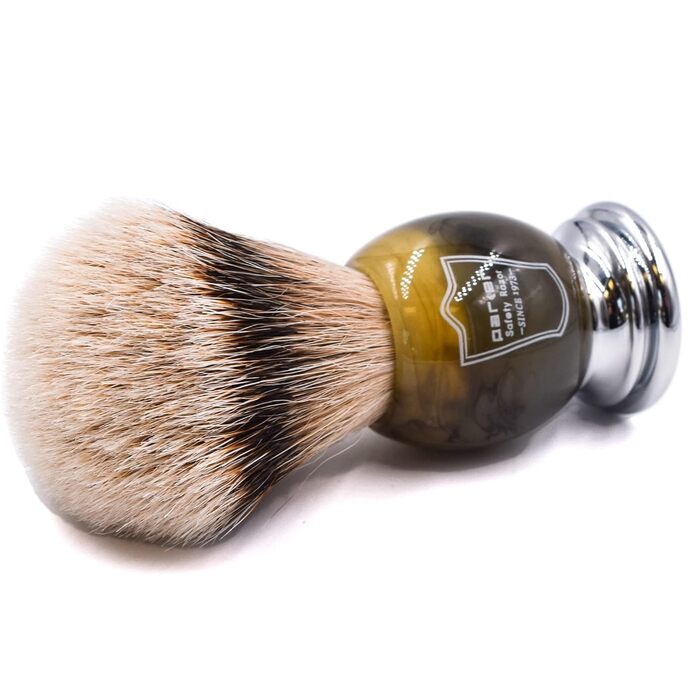 Безпечна бритва Parker 100 Silvertip Badger Bristle Щітка для гоління зі штучною ручкою рогу - Щітки в комплекті Підставка