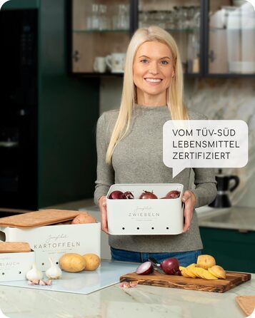 Набір з 3 коробок для зберігання картоплі, цибулі та часнику | Білий | Організатор для овочів