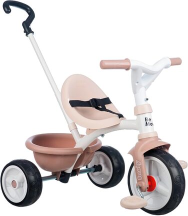 Триколісний велосипед Smoby Be Move Beige з ручкою-штовхачем, ременем безпеки, металевим каркасом та педальним механізмом, для дітей від 15 місяців