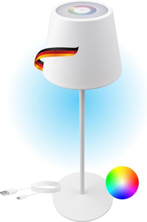 Торшер SCHWAIGER OTL200: LED-лампа, нічник, садовий світильник, RGB, сенсорне керування, акумулятор, диммування, тепле світло, IP44 (білий)