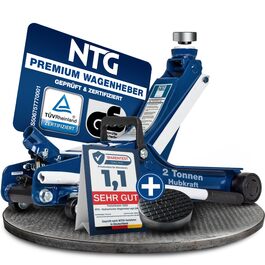 Гідравлічний домкрат NTG 2T для легкових авто та занижених авто – низькопрофільний, 85-375 мм, вантажопідйомність 2000 кг (комплект 3)