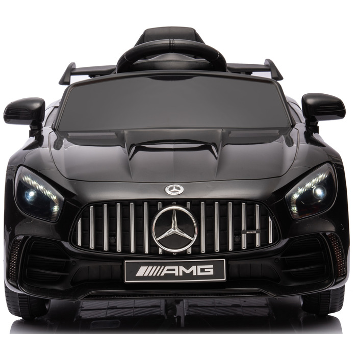 Дитячий електромобіль Mercedes GTR-S: м'які колеса EVA, шкіряне сидіння, білий колір, з пультом ДК