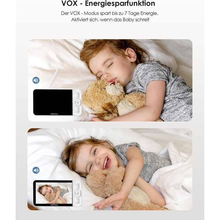 Відеоняня з камерою 2K HD Wi-Fi Babyphone з додатком, 360° огляд, 4x Zoom, нічний режим, датчик руху/плачу/звуку, термометр, чорний - 1 камера