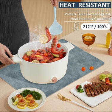 Підставки під тарілки та серветки з екошкіри (6 шт.) - водонепроникні, стійкі до подряпин, для кухні та обіднього столу. Зелено-сірий набір