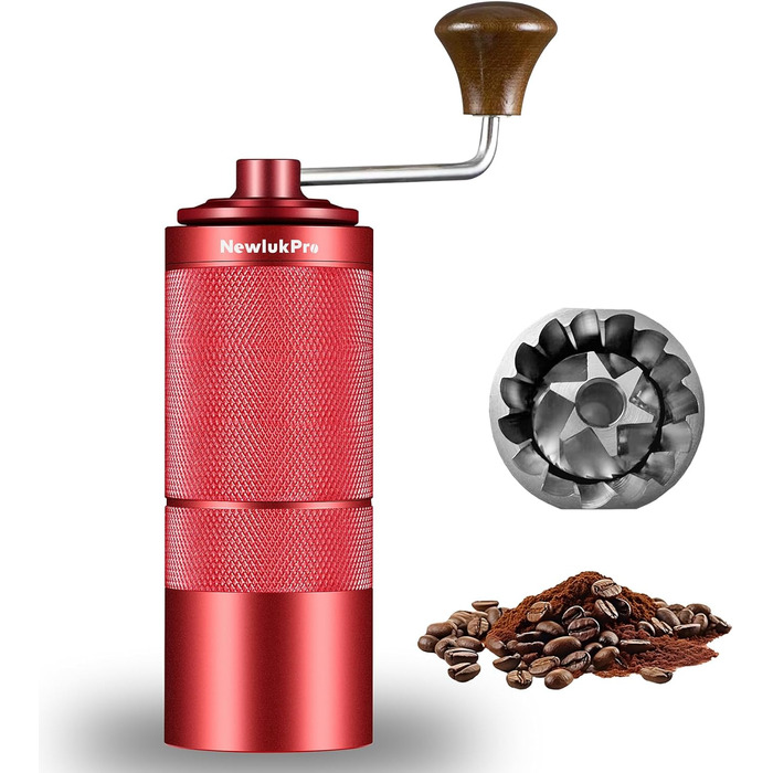 Ручна кавомолка M6 для приготування еспресо, 25г, з шліфувальним механізмом Hexagonal, портативна, червона