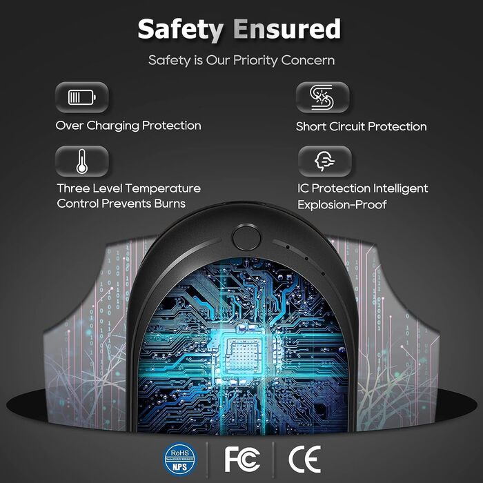 Електричний грієчка Feebee USB-C 5200 mAh з Power Bank, 3 режими нагріву, білий (чорний)