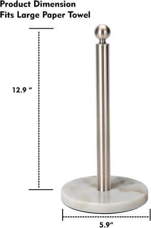 Тримач для паперових рушників на стільницю з обтяженою основою з мармуру, матовий нікель