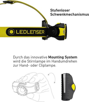 Проф. налобний ліхтар Ledlenser iH11R, 600 лм, USB, тримач шолома, сумка, робота в рукавичках