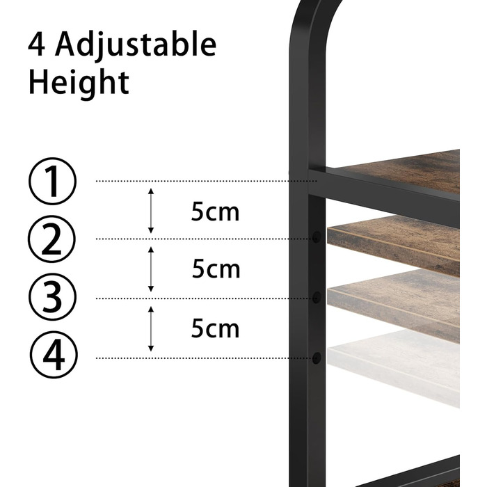 Трьохрівневий стіл для принтера з розеткою та USB-портами, регульовані полиці, роликовий стійка для принтера для дому/офісу, 3D/лазерний принтер, термопрес (Бюстик Браун, 60 см)