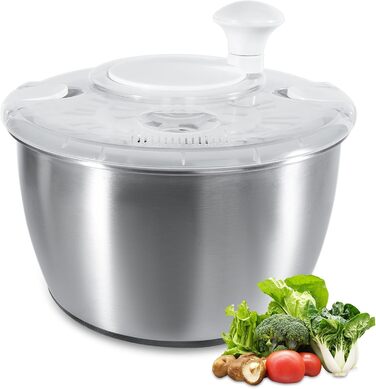 Швидка салатниця-швидкокрутка з нержавіючої сталі 4.5 л, біла