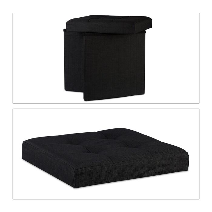 Relaxdays Складний табурет з місцем для зберігання, льон