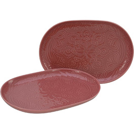 Набір посуду серії Orient Mandala 18шт, набір порцелянових тарілок (набір тарілок 2шт, червоний), 21627