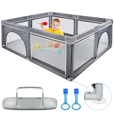 Дитячий манеж Kidsbuddy 127x127 см з протиударною піною, дихаючою сіткою та дверима на блискавці для дому й вулиці