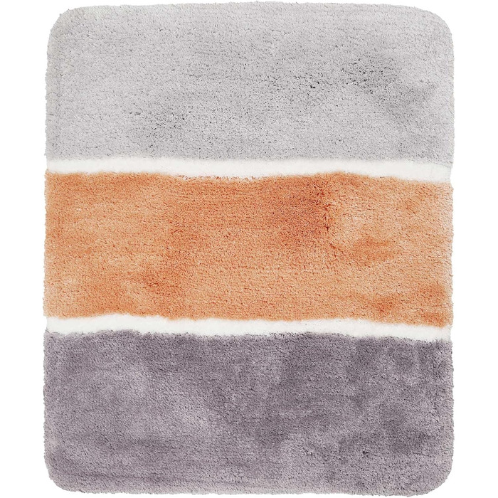 Килимок для ванної кімнати Rio Marina: м'який, пухнастий, антиковзний, 70 x 120 см, лосось/сірий/коричневий