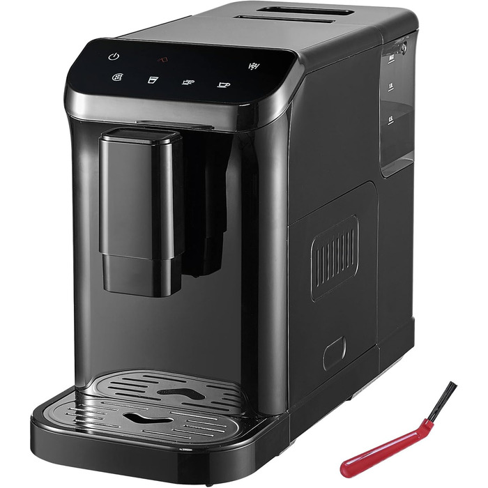 Автоматична кавомашина VEVOR CM9002E-GS з вбудованою кавомолкою, 15 ступенів помелу, об'єм резервуару для води 1,5 л, ємність для зерен 180 г