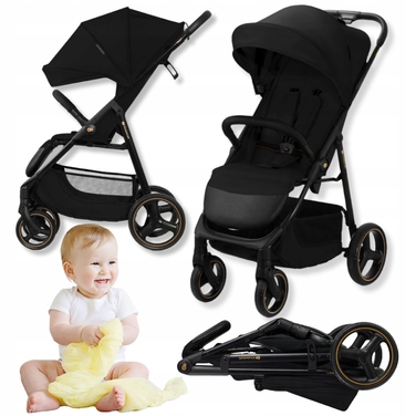 Легкий прогулянковий візок Kinderkraft TRIG 3, до 22 кг, чорний