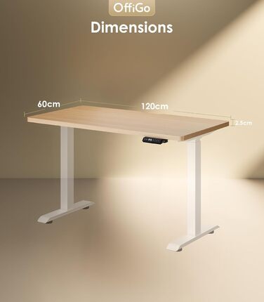 Регульований стіл OffiGo з двома моторами, ніжки столу з USB-C, електричний стіл-підйомник з 3-ма пам'ятними функціями, для столу 100-200 см (120 см, дуб)