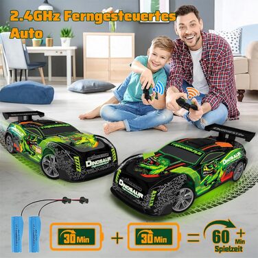 Радіокерований Monstertruck 1:20 2.4GHz Динозавр - швидкість 20 км/год, LED, Музика, для хлопчиків та дівчаток від 3 років