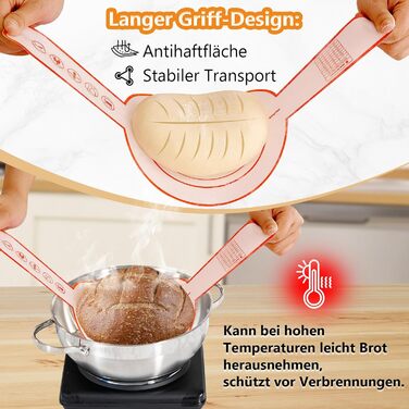 Набір для бродіння тіста Brotgar з силікону (23см круглий & 25см овальний) – для закваски, з лопаткою, ніжчиком, тканиною для бродіння – складний, гігієнічний, для початківців та професіоналів (10шт)