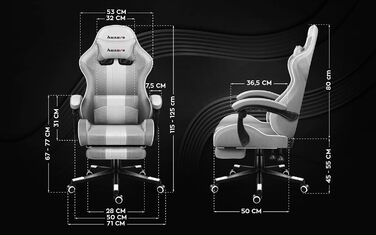 Ігрове крісло Huzaro Force 4.7 Grau Mesh - крісло для офісу та ігор до 140 кг з підніжкою та підтримкою спини