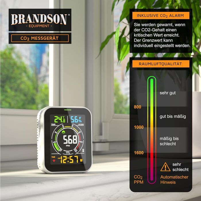 Вимірювач CO2 WiFi Brandson - Моніторинг якості повітря, датчик CO2, Tuya Smart Home, температура, вологість