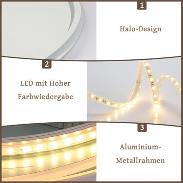 Круглий дзеркало для ванної кімнати Mursche з підсвічуванням, 60 см, LED, IP44, сенсорне регулювання, проти запотівання, для ванної кімнати та туалету