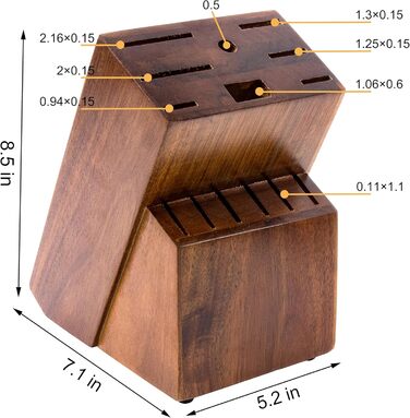 Підставка для ножів Universal-Messerblockhalter: велика бамбукова підставка без ножів, 14 слотів, для кухні (коричнева)