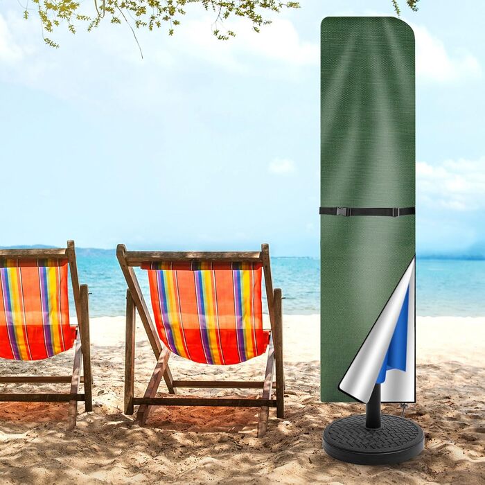 Чохол для парасольки/маркетки: захист від сонця та УФ-променів, діаметр до 400 см, 300x300 см, коричневий/зелений (240x57/57 см)