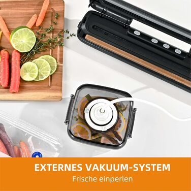 Вакууматор для продуктів 5-в-1 Kitchen in the box – автоматичний вакуумний пакувальник з режимами вологого та сухого запечатування, ширина шва 5 мм, комплект з 15 пакетами та шлангом