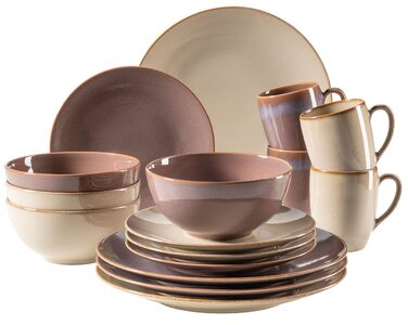 Набір посуду MÄSER 16-ти частинний, пісочний колір, кераміка, для 4 осіб, вінтажний стиль