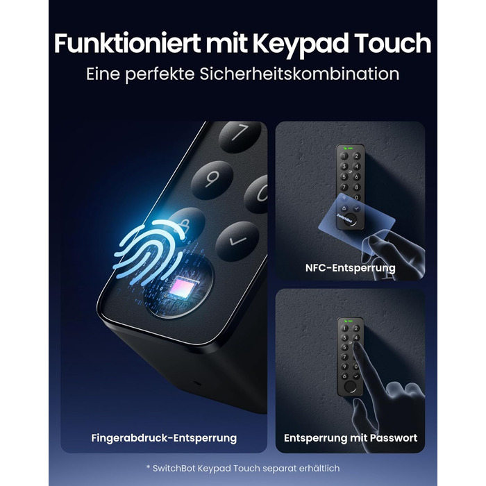 SwitchBot Smart Lock Pro: Розумний замок з акумулятором, Matter, WiFi, підтримка Apple Home, Alexa, Google Home, IFTTT, чорний