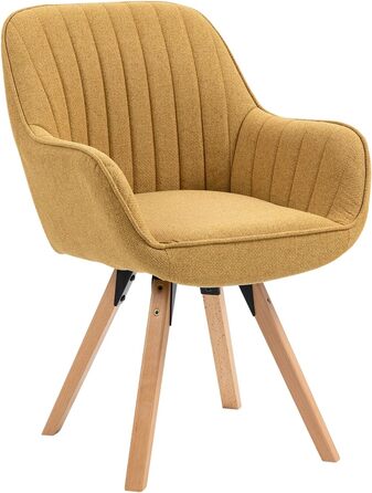 Крісло Cosy Ess для їдальні: обертове, з підлокітниками, з м'яким сидінням, на дерев'яних ніжках, жовте