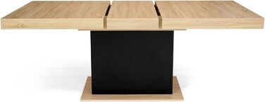 Розсувний обідній стіл Eden, прямокутний, для 6-10 осіб, дерево та чорний колір, 160-200 см