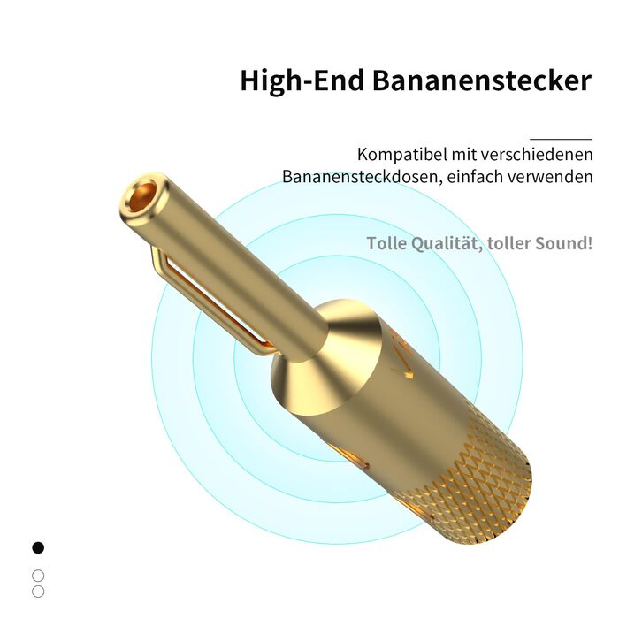 Високоякісний кабель для динаміків Hifi, штекер-банан, що загвинчується, чиста мідь, позолочений, 4 шт.