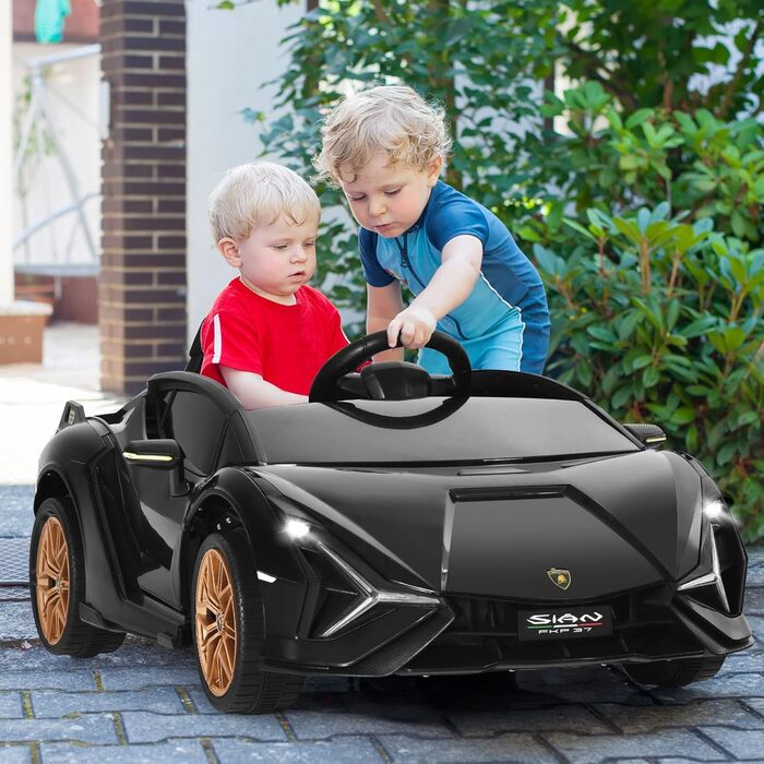 Дитячий електромобіль Lamborghini GOPLUS, з пультом керування, Bluetooth, USB, музика, 3–5 км/год, для дітей 3–8 років, білий/чорний