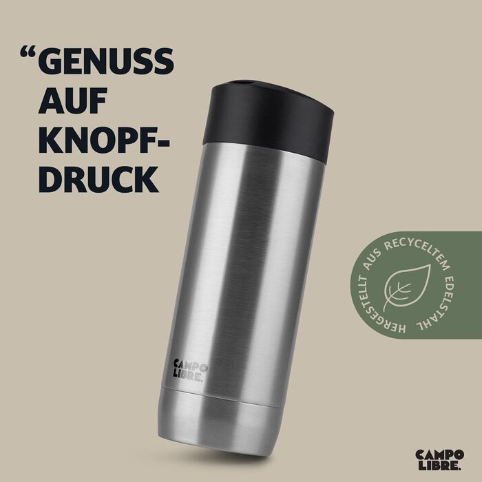 Термокружка Campo Libre® Anto I для кави на винос, 450 мл, з подвійними стінками, не протікає, з нержавіючої сталі, зберігає тепло до 6 годин