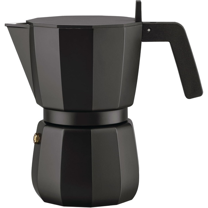 Кавоварка гейзерна Alessi Moka DC06/6 B, 6 чашок, чорний колір, з алюмінію, дизайн