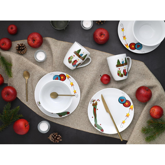 CreaTable Набір посуду Luna, 18 предметів для 6 осіб: серія, порцеляна, для сніданку, безпечний у мийці та мікрохвильовці