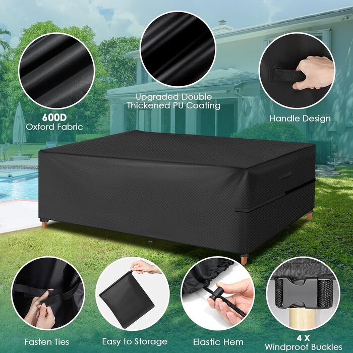 Водонепроникний чохол для садово-патіо меблів GARPROVM, 280x204x106 см, Оксфорд