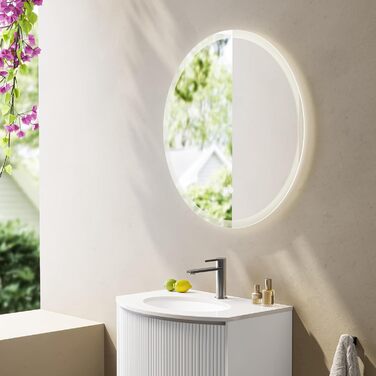 Дзеркало для ванної кімнати HOROW Кругле з підсвіткою 80см LED, регульоване, антизапар, без рами, IP44, 80x80 см