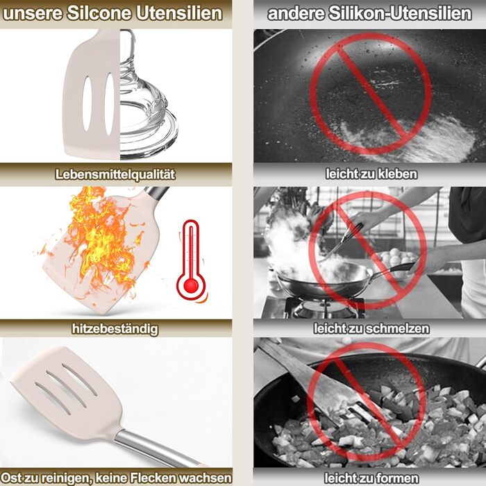 Набір кухонних аксесуарів 34 шт. з силікону: кухонне приладдя, посуд, тримач, антипригарне покриття, нержавіюча сталь, хакі