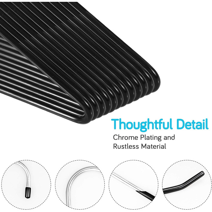 IPOW 24 шт. міцні вішалки для одягу з відкритим кінцем, металеві, для джинсів, економія місця, антикорозійні, з гумовим покриттям, легко ковзають