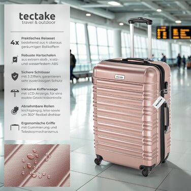 Набір валіз Tectake® 4 шт. з ABS пластику, рожевого кольору (S-M-L-XL)