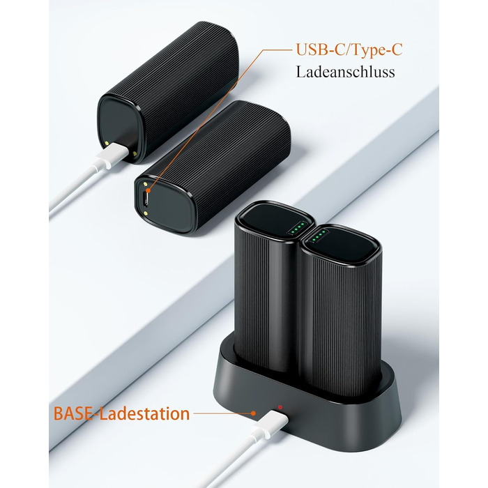 Електричні грілки для рук KINREECELL 10000mAh, 2 шт., з магнітним з'єднанням, зарядний кейс, 4 режими нагріву, до 55°C, тривалий час роботи, портативні