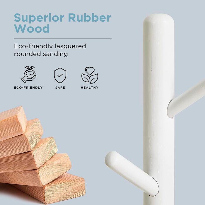 Дерев'яний вішак для одягу Edihome з 8 гачками, 172 x 38 x 38 см, для передпокою, коридору або спальні