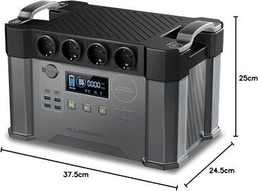 Портативна електростанція ALLPOWERS 2400W (4000W пік) з MPPT сонячною панеллю, 1451Wh, для кемпінгу, RV, дому, резервного живлення