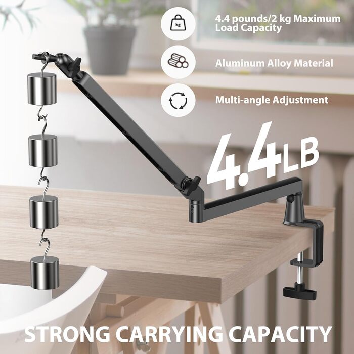 Мікрофонний стійкий кронштейн з металевим тримачем 15 см, для подкастів, стрімінгу, геймінгу (чорний)