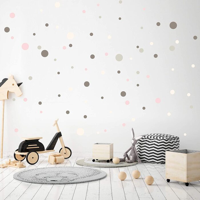 Клейких точок кола точки наклейка на стіну дитяча спальня наклейка на стіну дитяча кімната Фольга декоративна самоклеюча для хлопчиків і дівчаток пастель (Y035 - 9 сіро-рожево-бежевий), 100